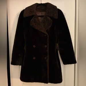 Vintage Borgana x Fairmoor 1950s Faux Fur Coat Chocolate Brown Plush Mid-Length